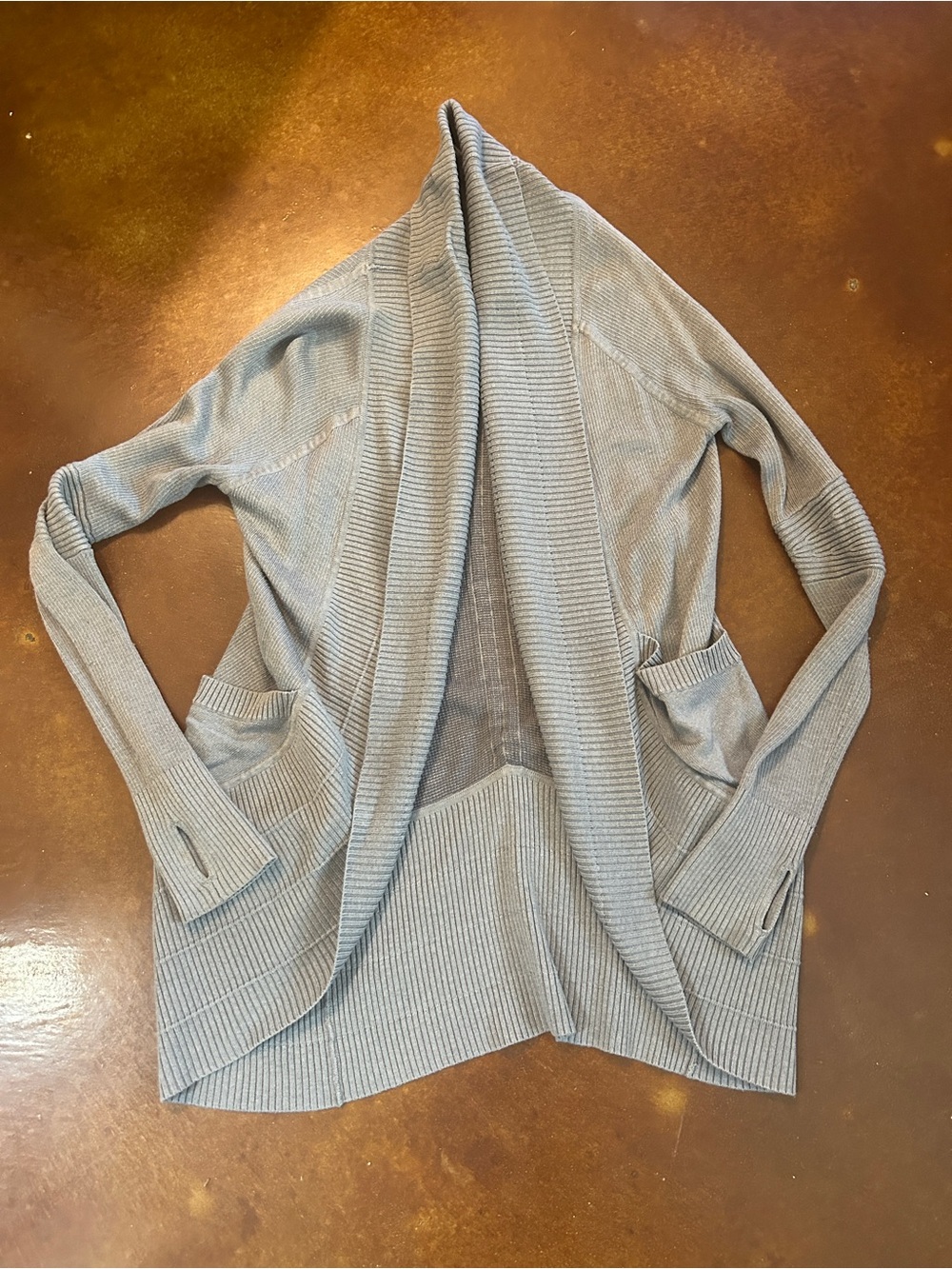 Lululemon Women's Open-Front Gray Ribbed Cardigan Sweater